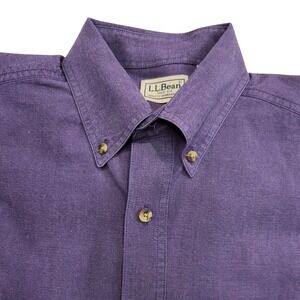 LL Bean Mens Classic Fit Button Down Shirt Purple Long Sleeve Cotton Size S REG
